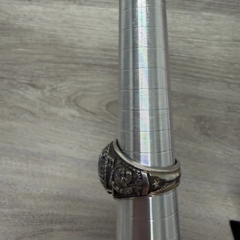 Silver Tone Ring with Purple Gemstone‎